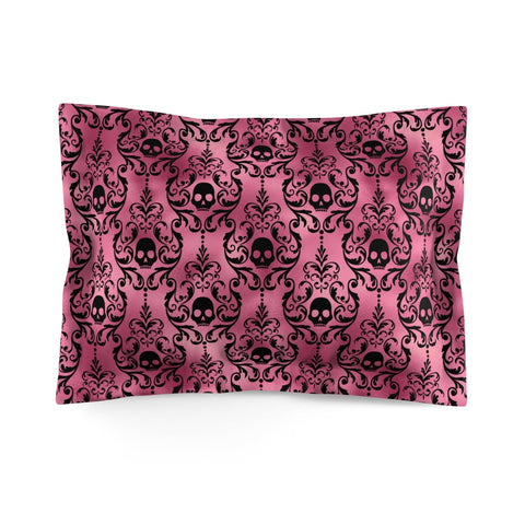 Goth Black Skulls Damask Halloween Glam Goth Pink Pillow Sham | lovevisionkarma.com