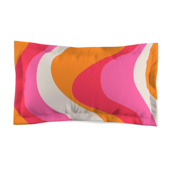 Retro 60s Groovy Hippie Swirl MCM Pink & Orange Pillow Sham