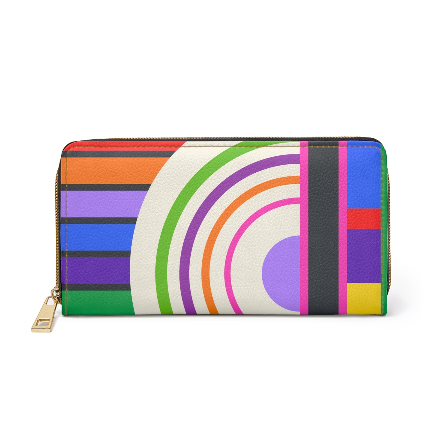 Retro Bauhaus Inspired Bold Colorful Zipper Wallet