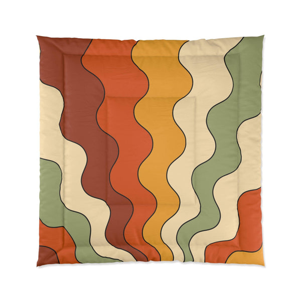 Groovy 60s 70s Mod Retro Rainbow, Orange, Yellow, Green MCM Comforter | lovevisionkarma.com
