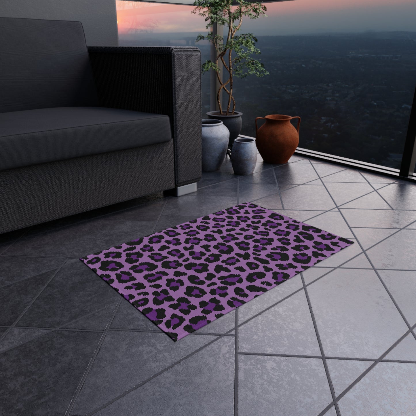 Purple Leopard Cheetah Animal Print Indoor/Outdoor Accent Rug