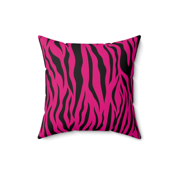 Pink Tiger Stripe Animal Print Accent Pillow | lovevisionkarma.com