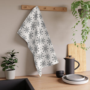 Goth Christmas Skull Snowflakes Creepmas White Kitchen Tea Towel