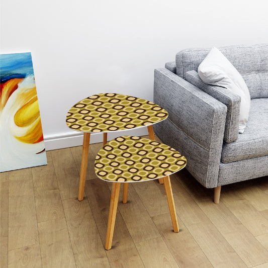 Retro 60s, 70s Mod Squares Mid Century Modern Green Nesting Accent Tables