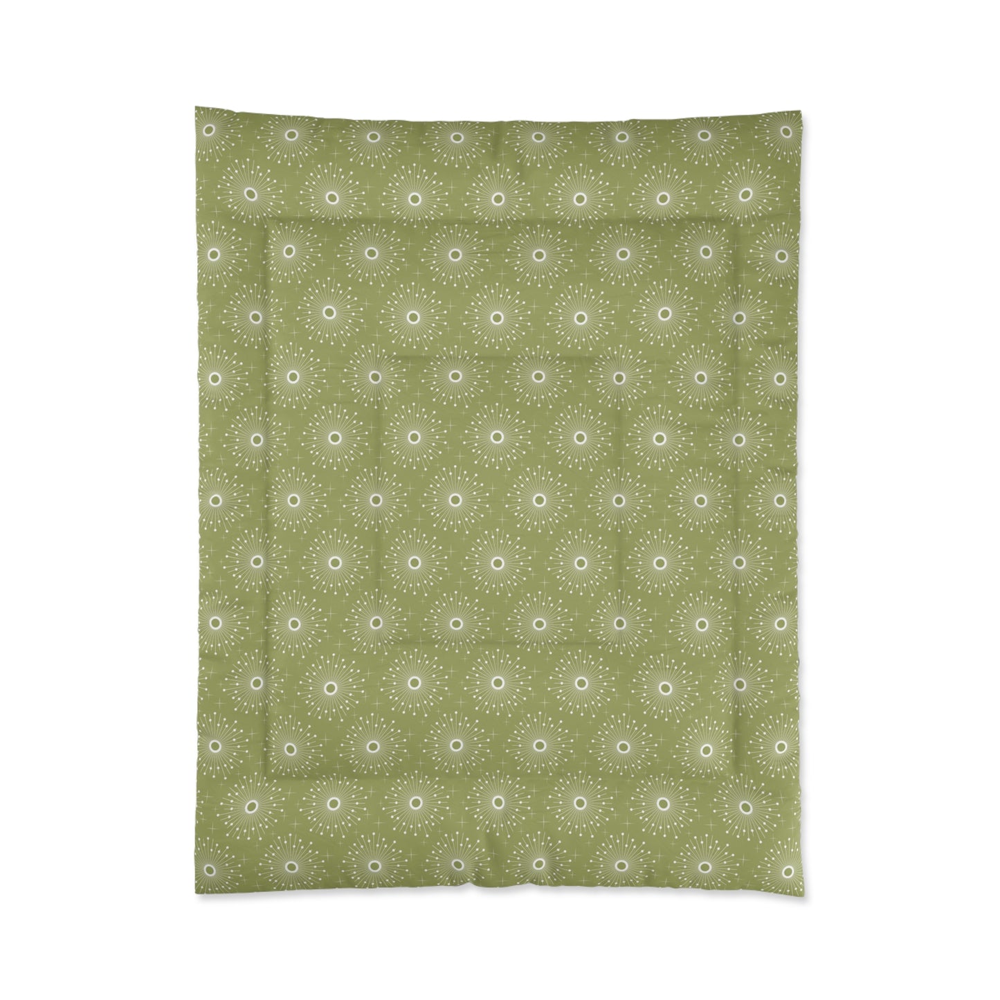 Retro 50's Atomic Bursts Mid Century Modern Green Comforter