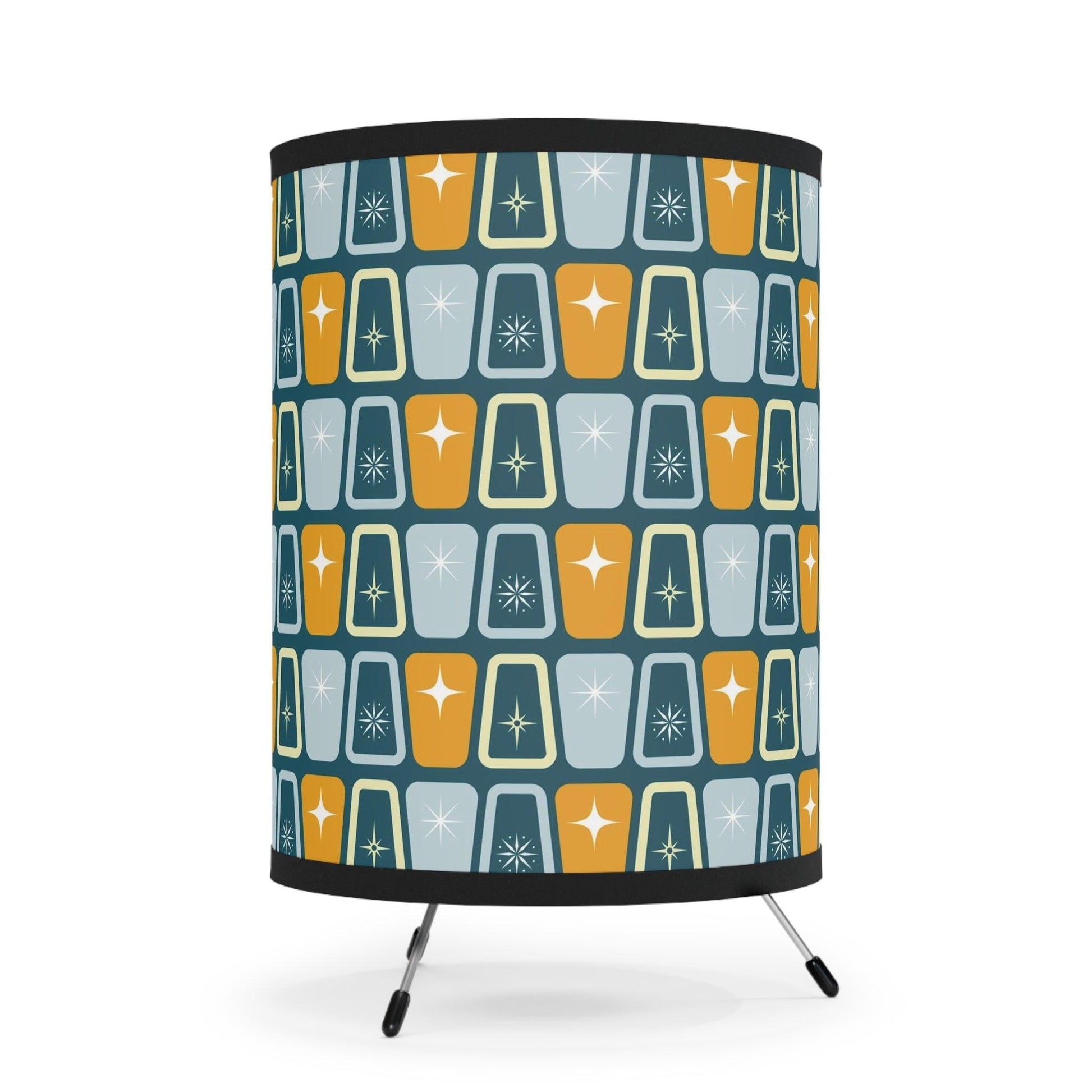 Atomic Burst Retro 50s Mid Century Blue & Mustard Tabletop Accent Lamp | lovevisionkarma.com