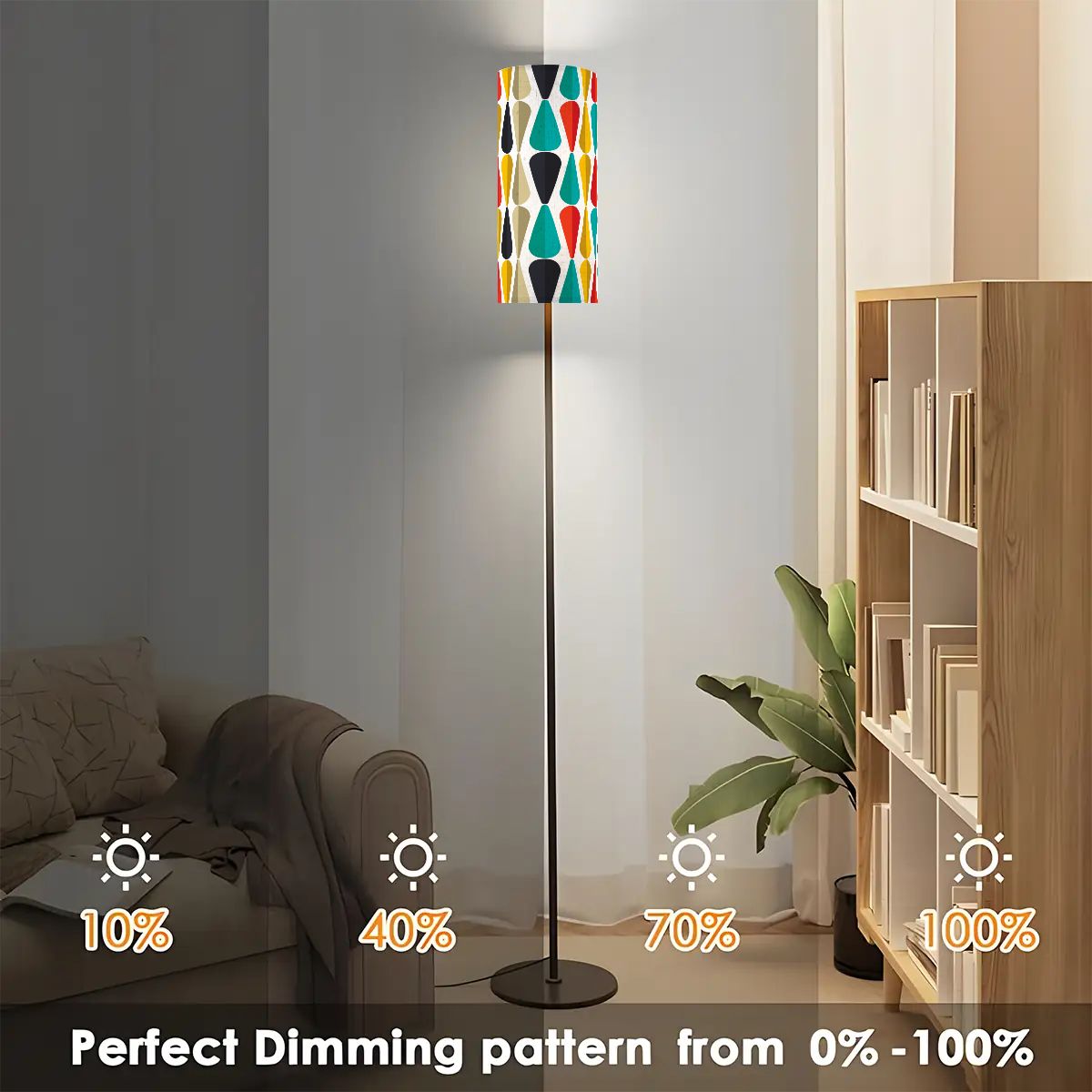 Retro 50s Mid Century Mod Bold Geometric Multicolor Floor Lamp