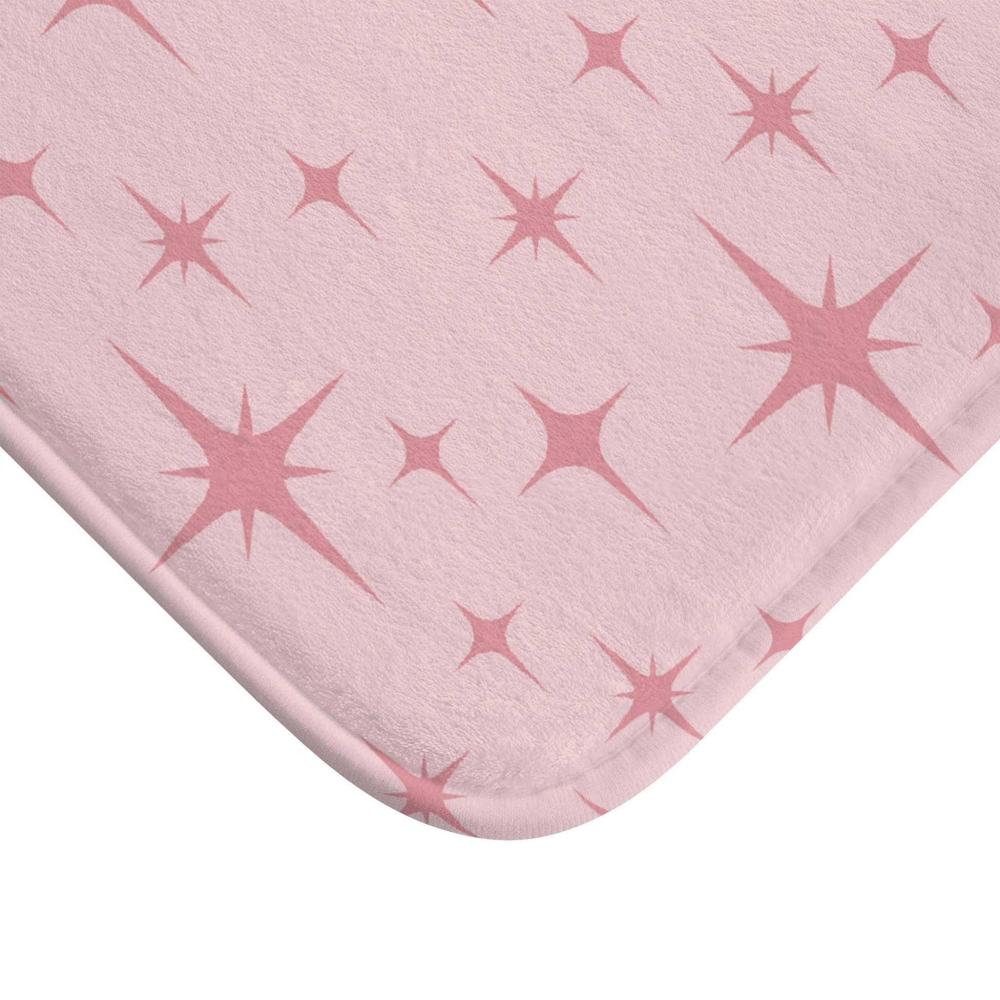 Retro 50s Pink Atomic Starburst Mid Century Modern Bath Mat | lovevisionkarma.com