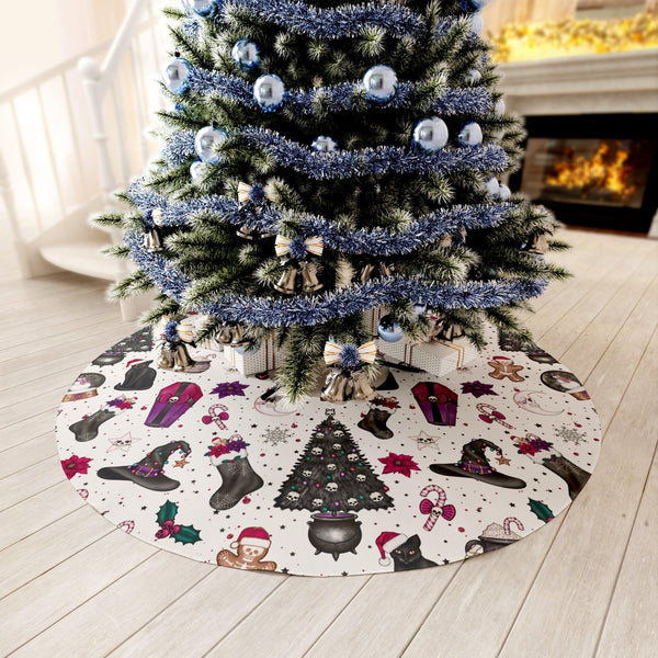 Goth Christmas Kitschy Gothmas White Tree Skirt
