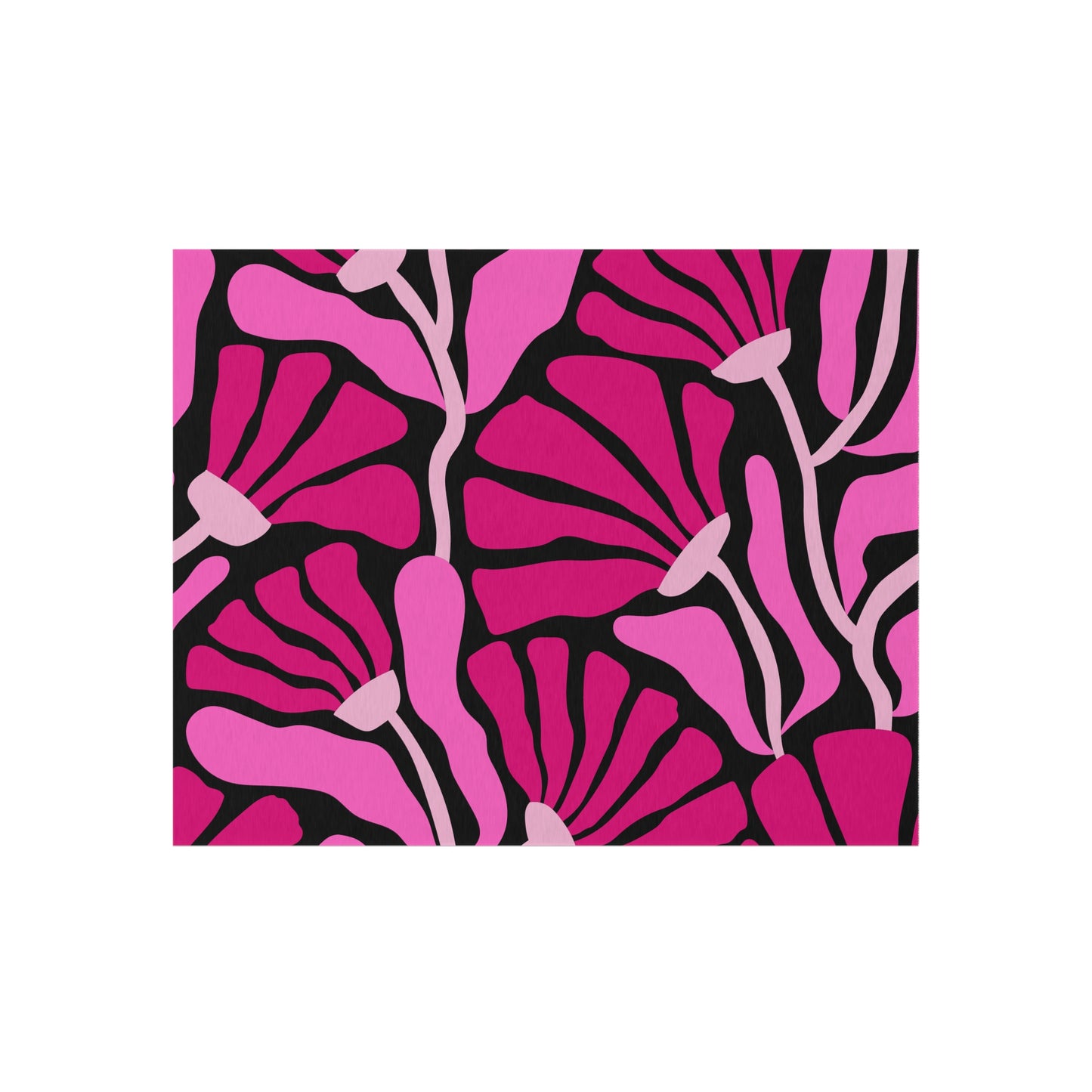 Groovy Abstract Pink Minimalist Retro Mod Flowers Indoor/Outdoor Accent Rug