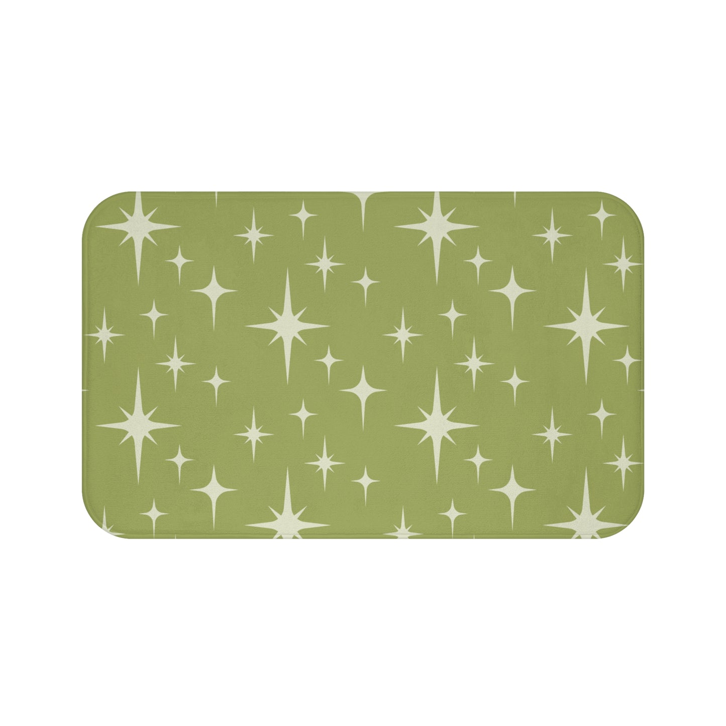 Retro Atomic Starburst 1950s Mid Century Chartreuse Green Bath Mat