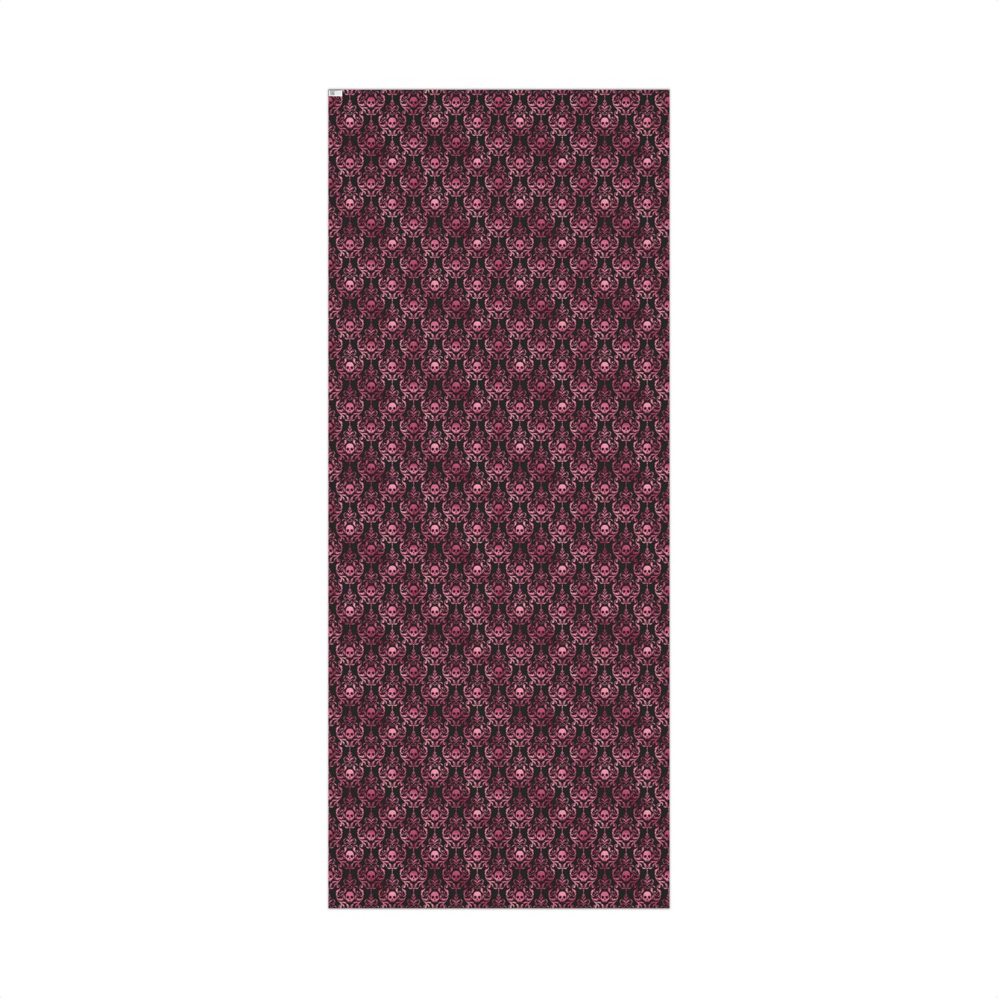 Pink Damask Skulls, Victorian Goth, Dark Academia, Goth Christmas & Creepmas Glam Black Eco-Friendly Gift Wrap Paper