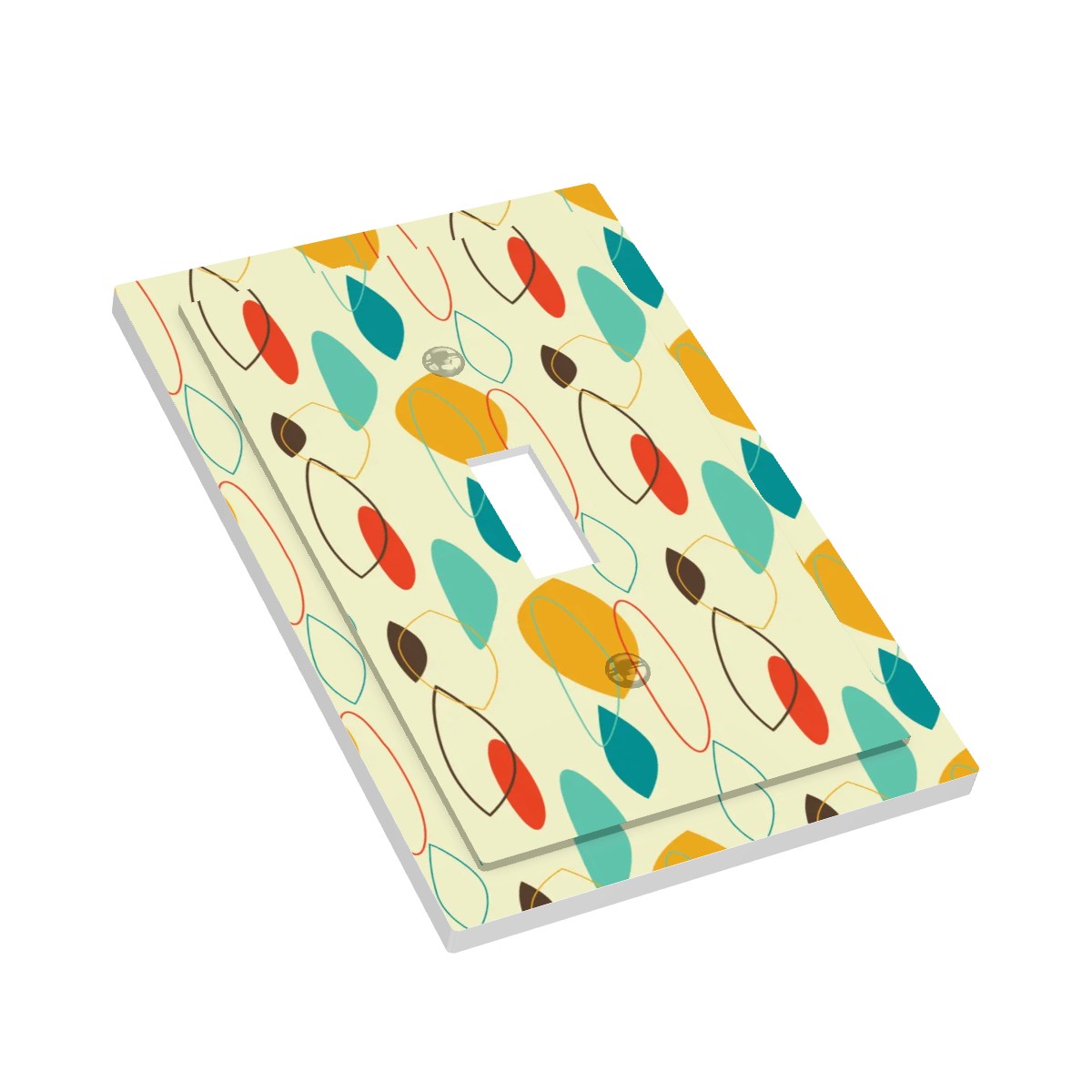 Retro 50s Atomic Abstract Mid Century Modern Multicolor Single Toggle Light Switch Cover (1-Gang Wall Plate)