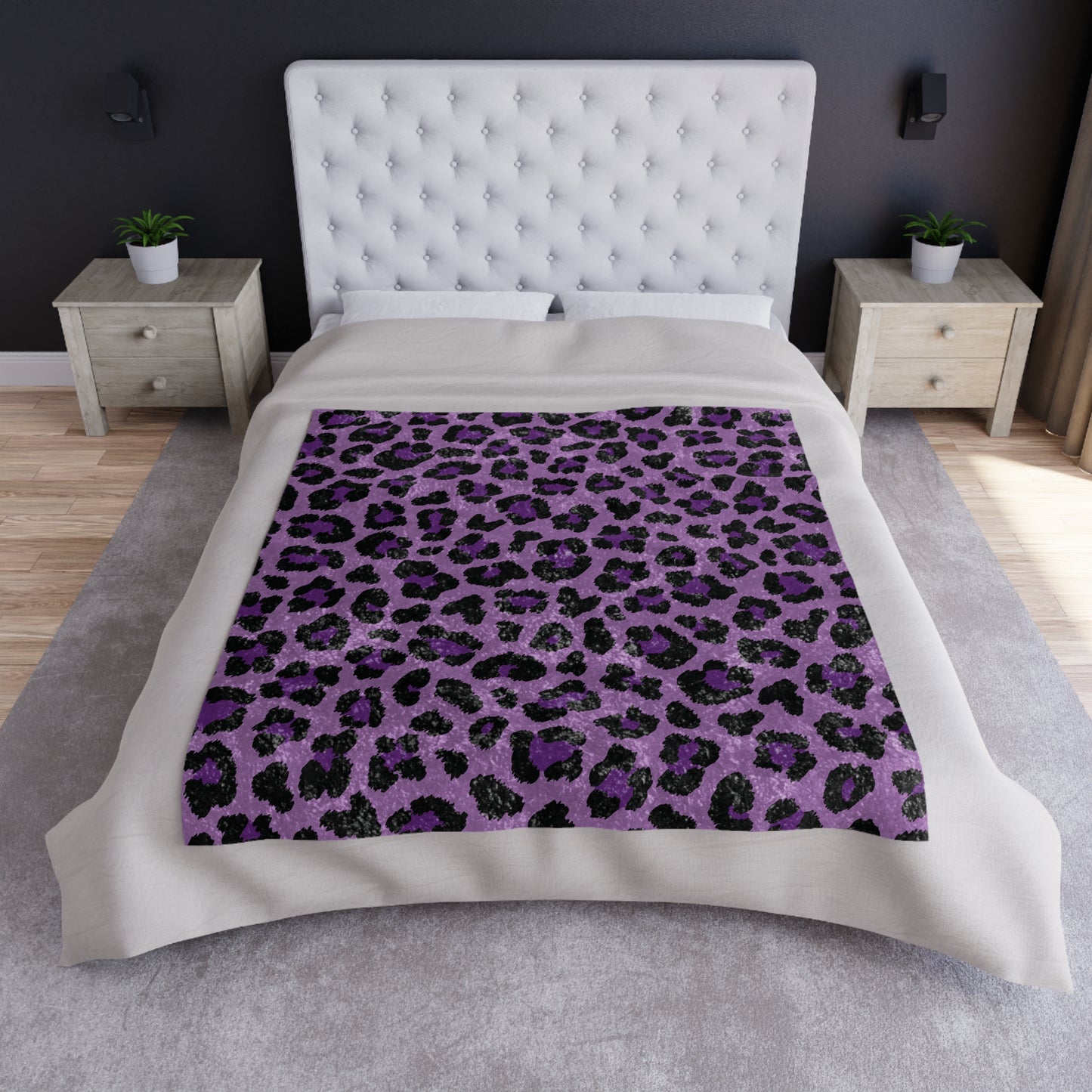 Purple Leopard Cheetah Spots Animal Print Crushed Velvet Blanket