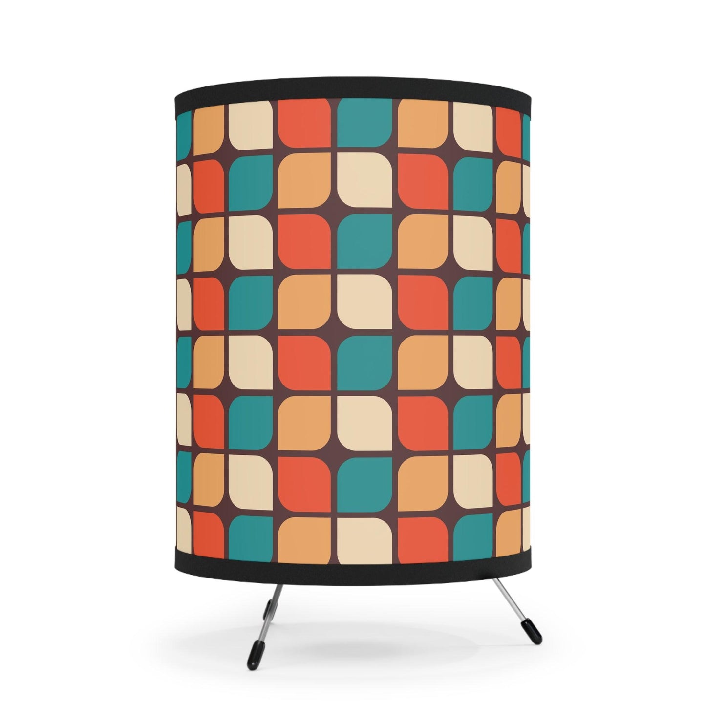 Retro Mid Century Geometric Multicolor Tabletop Tripod Lamp | lovevisionkarma.com