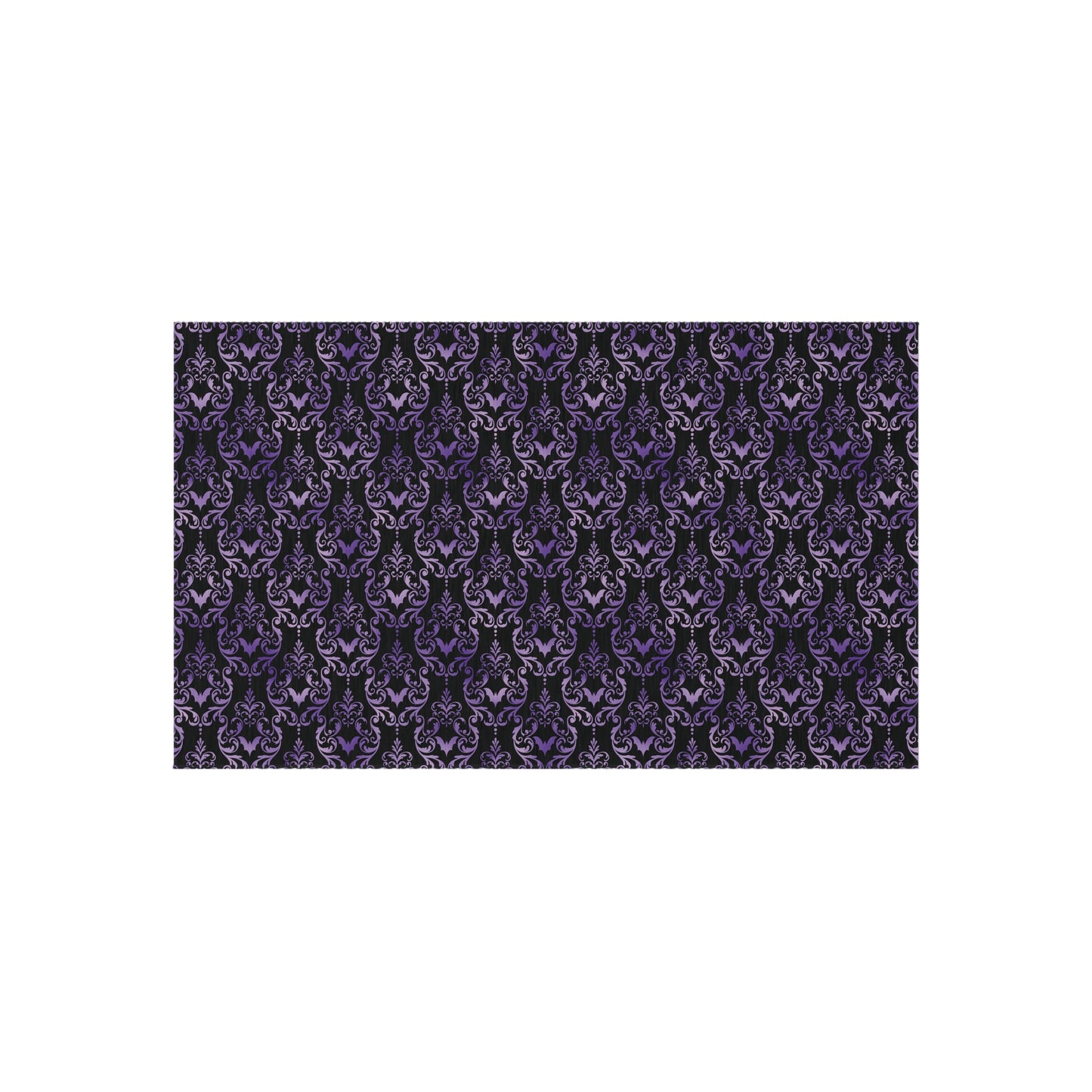 Victorian Goth Inspired Bat Damask Dark Academia Glam Goth Purple & Black Anti-Slip Accent Rug