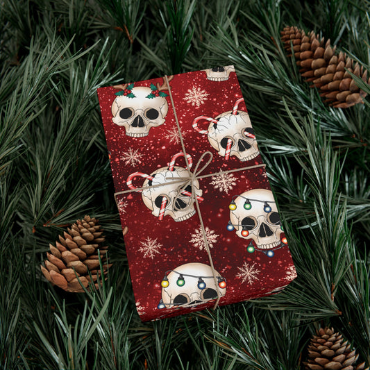 Goth Christmas Skulls Festive Red Creepmas Eco-Friendly Gift Wrap
