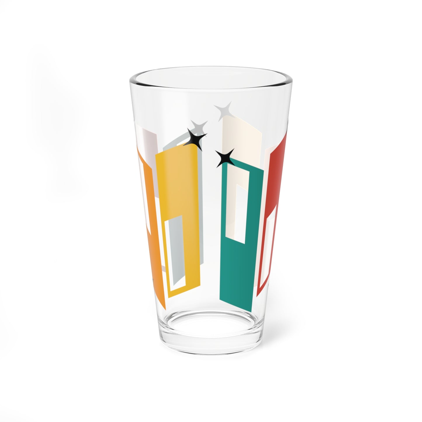 Retro 50s 60s Mid Century Modern Multicolor Pint Glass