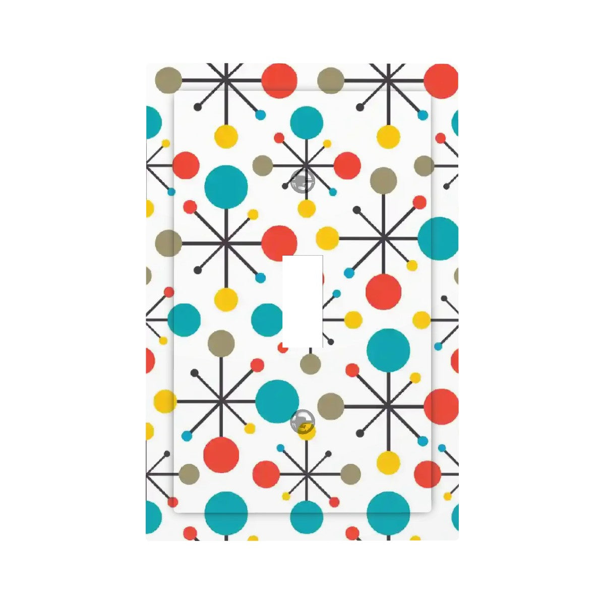 Retro 50's Atomic Burst Mid Century Modern Colorful Single Toggle Light Switch Cover (1-Gang Wall Plate)