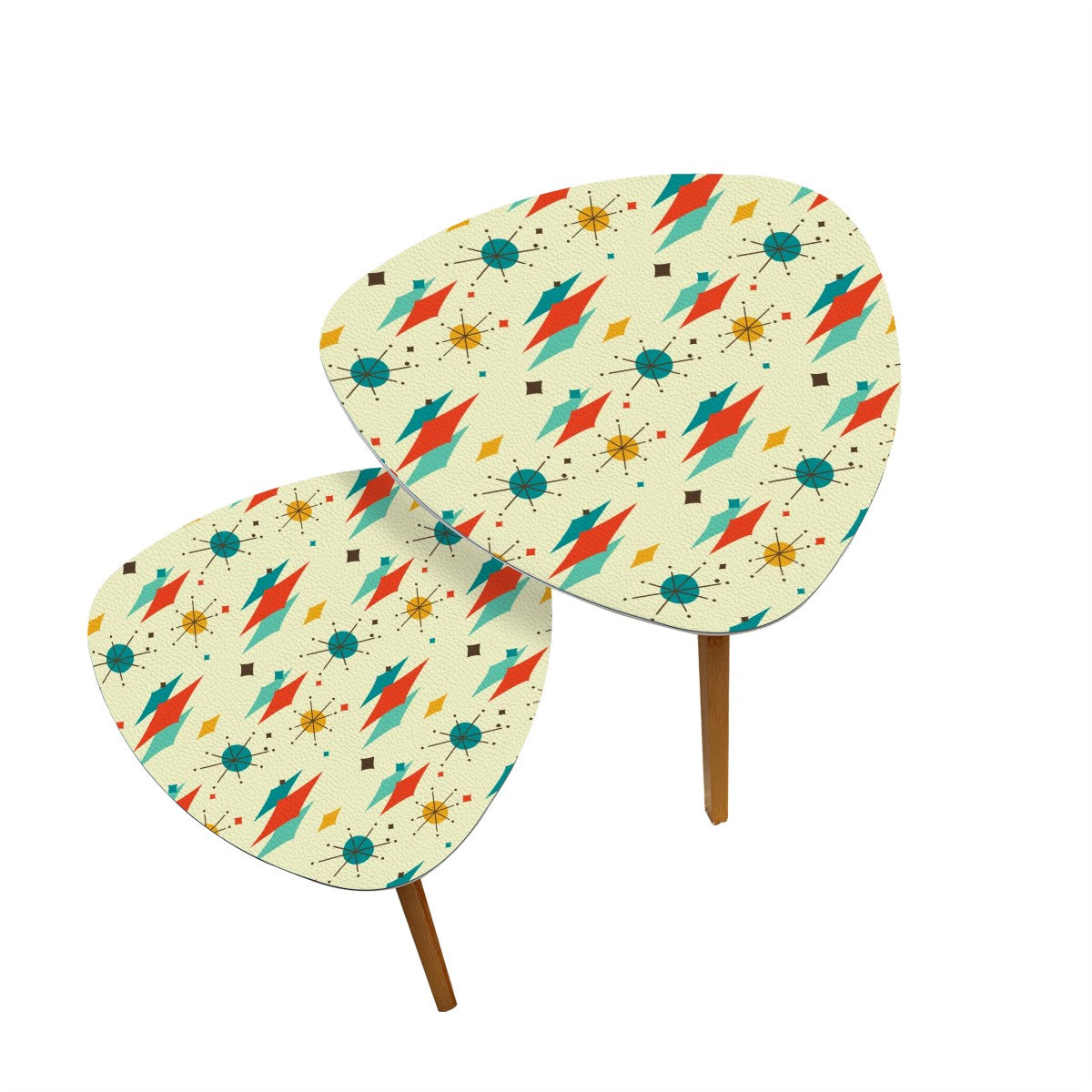 Retro 1950's Atomic Diamond and Starburst Mid Century Modern Nesting Accent Tables