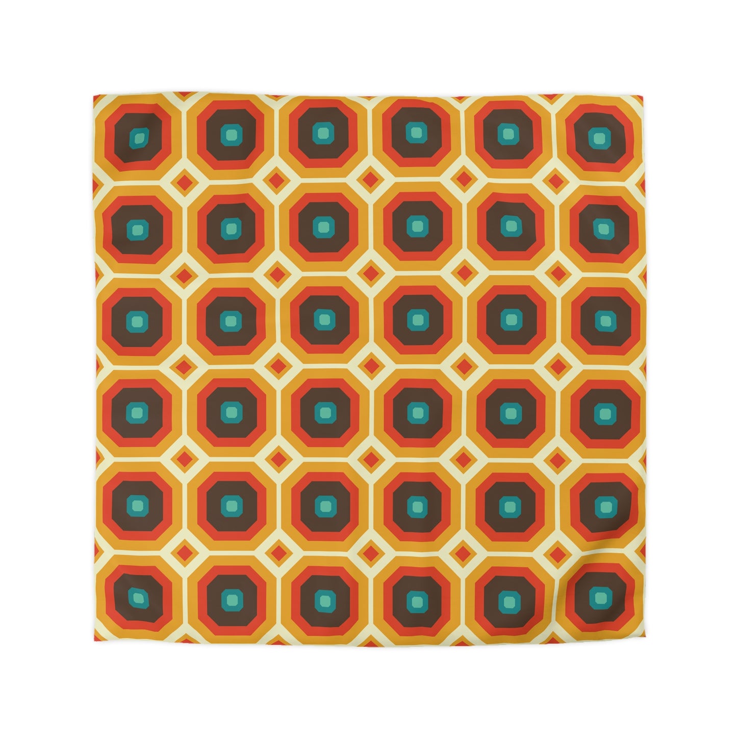 Retro 60s 70s Funky Mid Century Mod Orange & Brown Duvet Cover