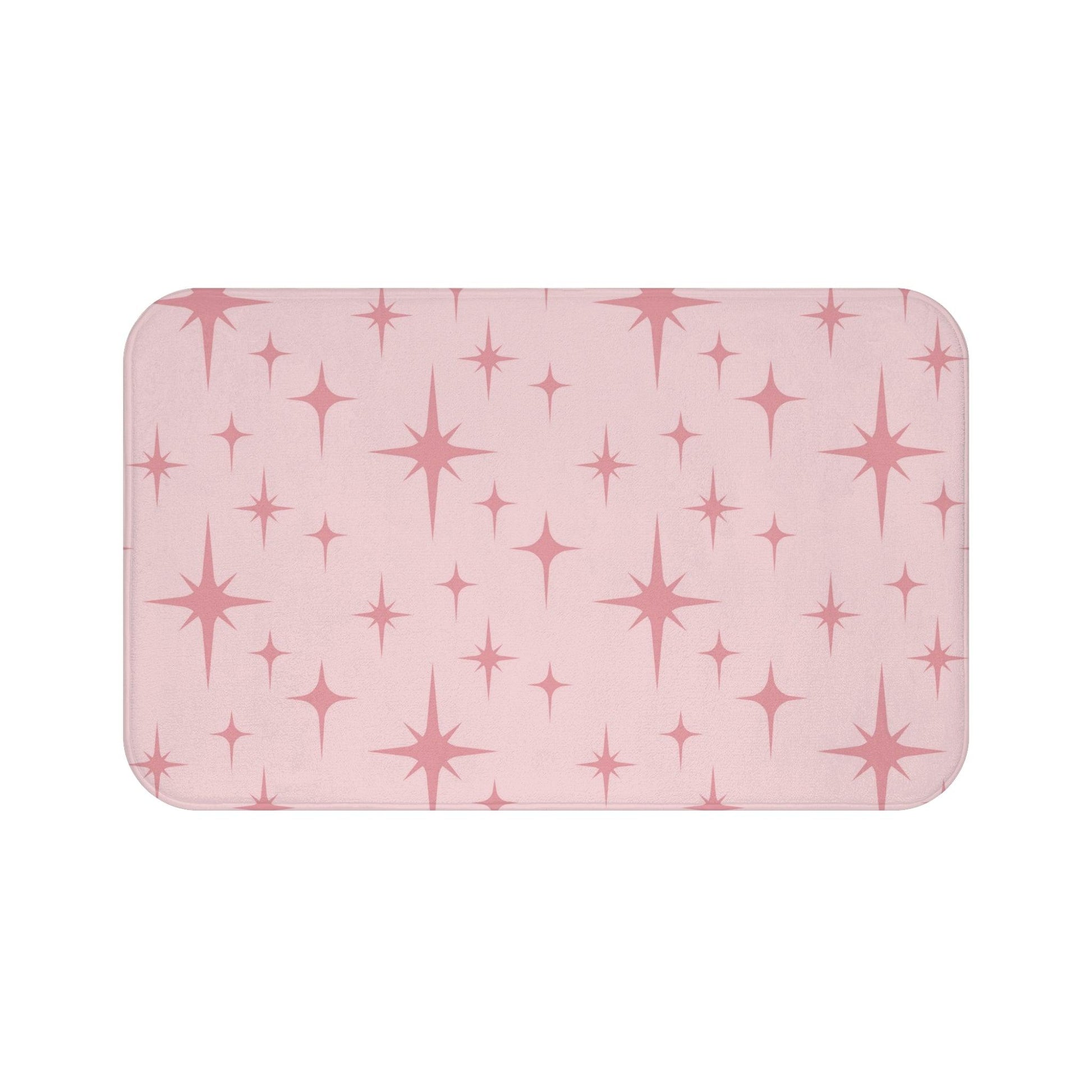 Retro 50s Pink Atomic Starburst Mid Century Modern Bath Mat | lovevisionkarma.com