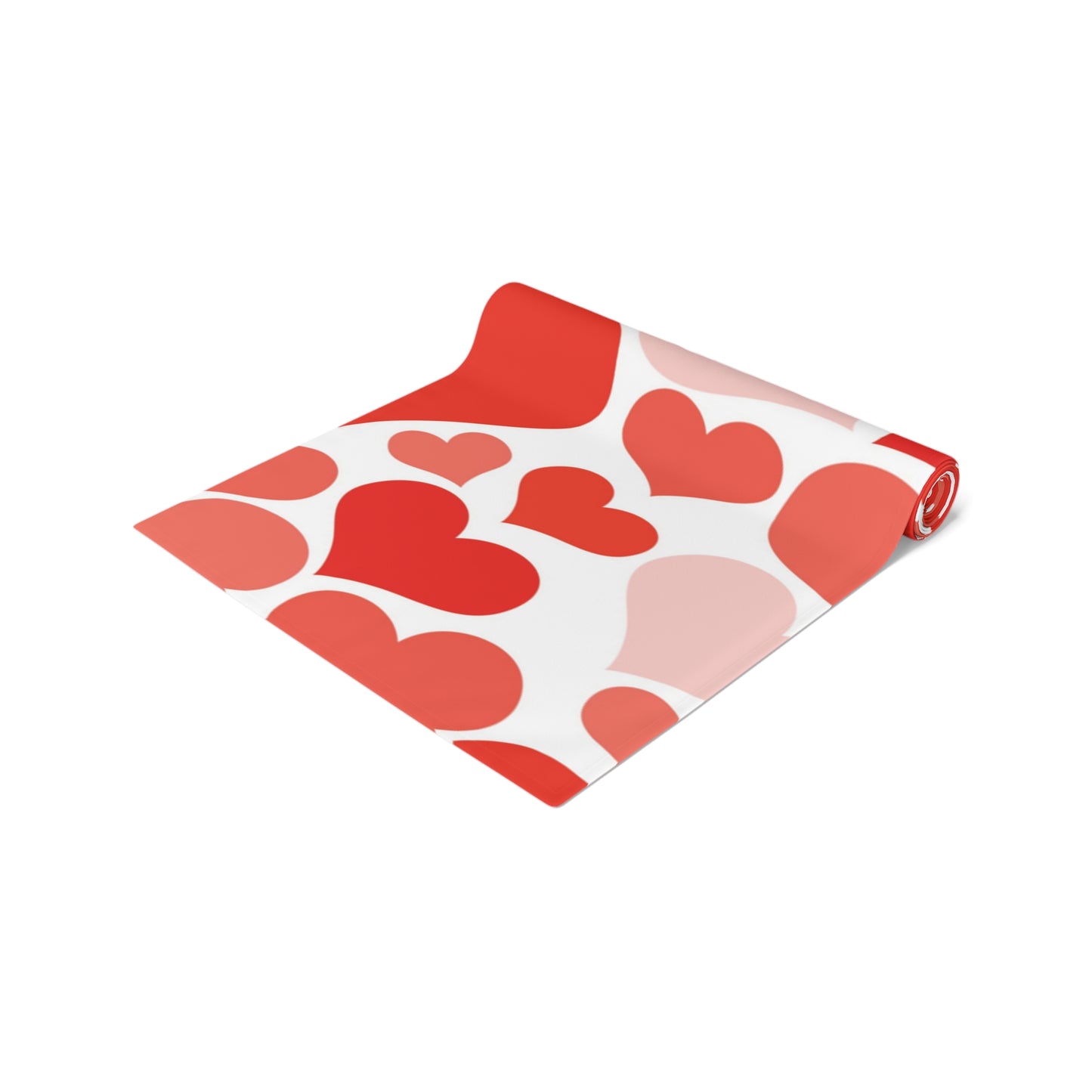 Bright Reddish Pink Hearts Valentine Table Runner