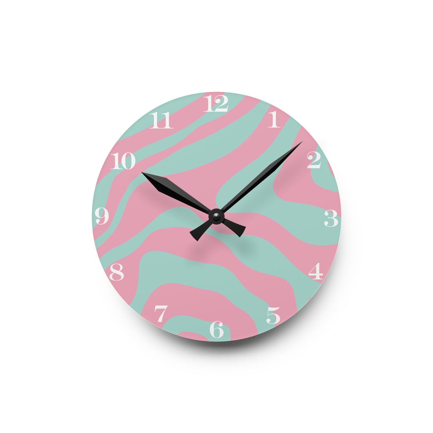 Groovy 60s Hippie Swirl 50s Pink & Green Mid Century Mod Acrylic Wall Clock