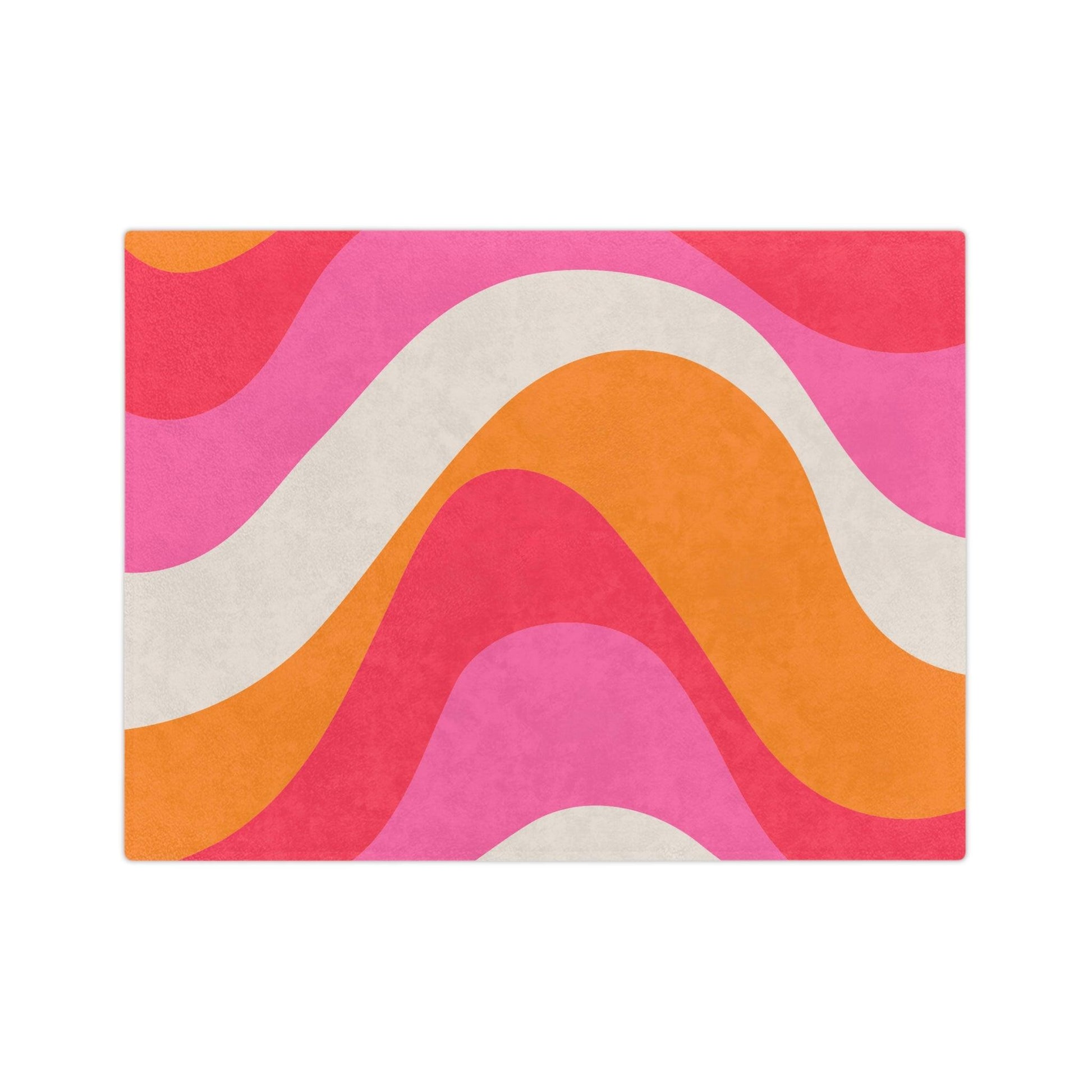 Retro 60s Groovy Swirl Mid Century Mod Pink & Orange Velveteen Minky Blanket | lovevisionkarma.com