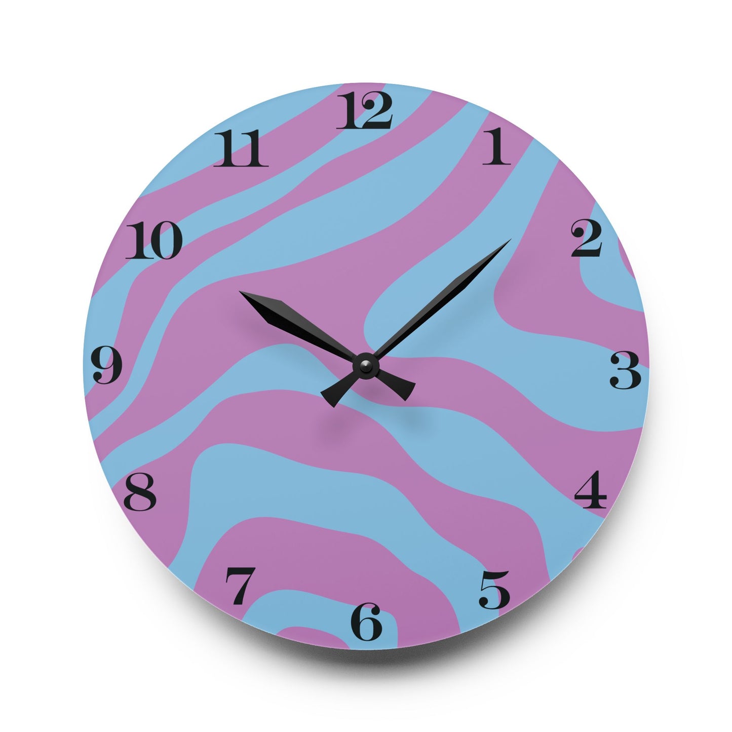 Retro Y2K Psychedelic Groovy Swirl Blue & Purple Mid Century Mod Acrylic Wall Clock