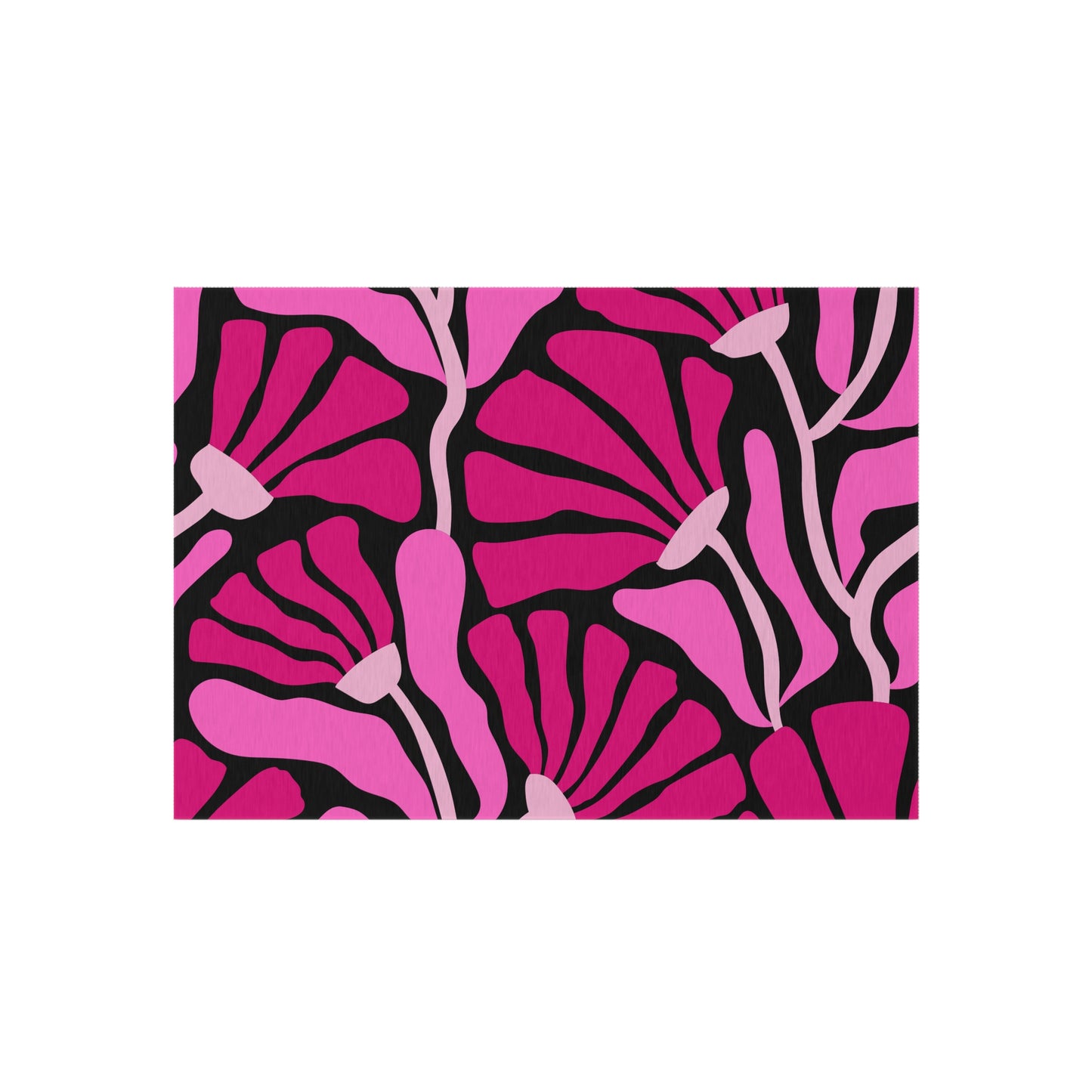 Groovy Abstract Pink Minimalist Retro Mod Flowers Indoor/Outdoor Accent Rug