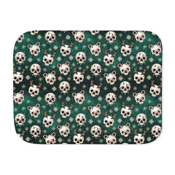 Goth Christmas Skulls Whimsigoth Creepmas Green Sherpa Blanket | lovevisionkarma.com