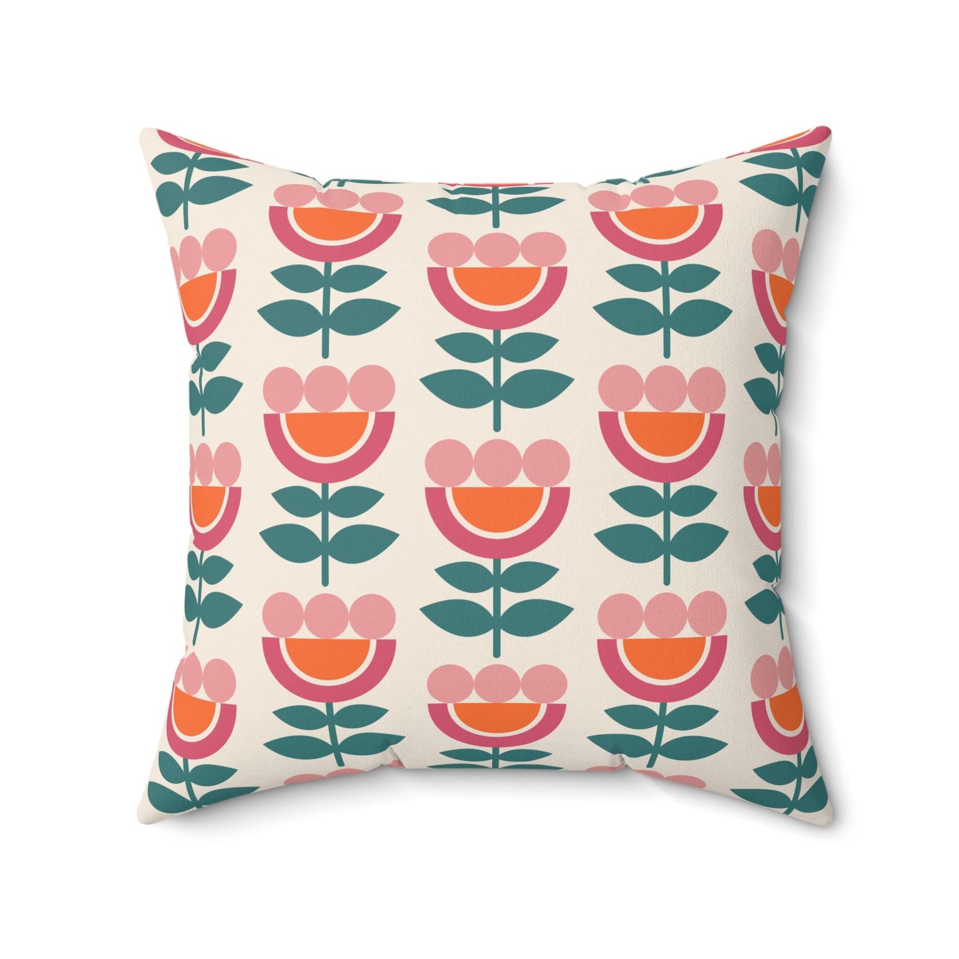 Retro Danish Flowers Scandinavian Mid Century Mod Multicolor Throw Pillow | lovevisionkarma.com