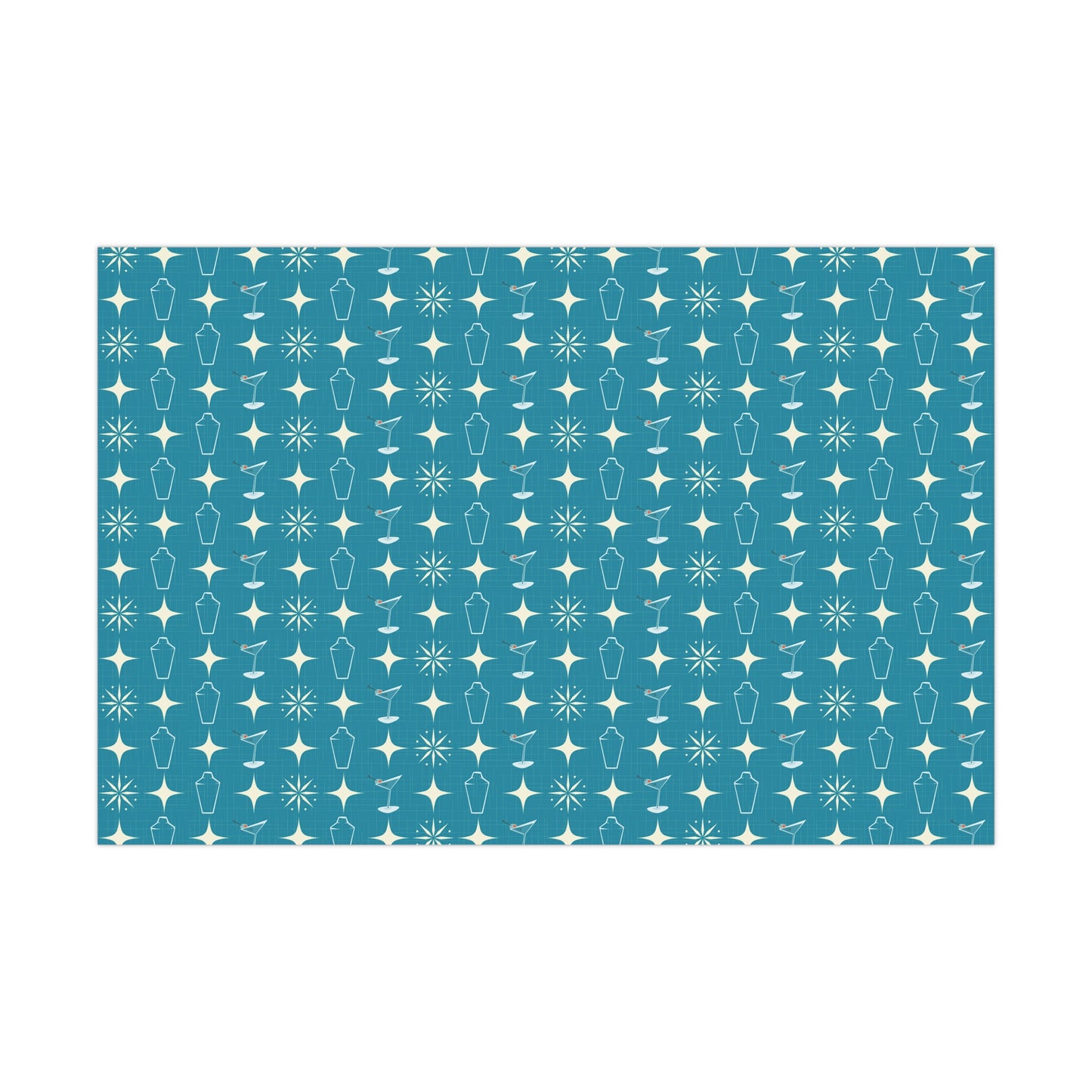 Retro 50's Atomic Starburst & Martinis Mid Century Mod Blue Eco-Friendly Gift Wrap