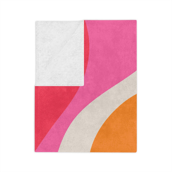 Retro 60s Groovy Swirl Mid Century Mod Pink & Orange Velveteen Minky Blanket