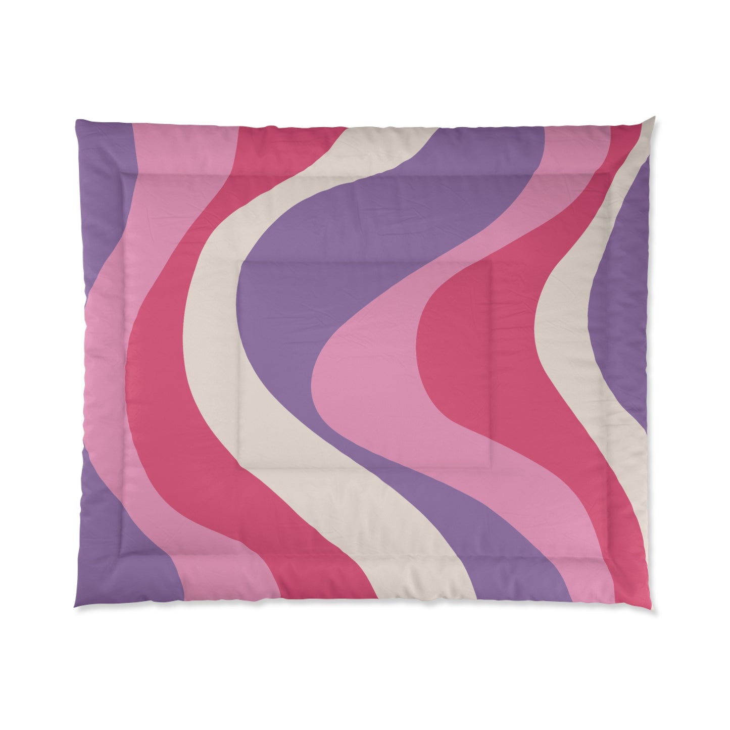 Retro 60s Groovy Hippie Swirl MCM Pink & Purple Comforter