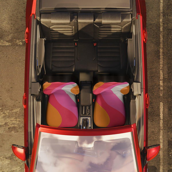 Groovy 60s Swirl Retro Mid Century Mod Pink & Orange Car Seat Covers