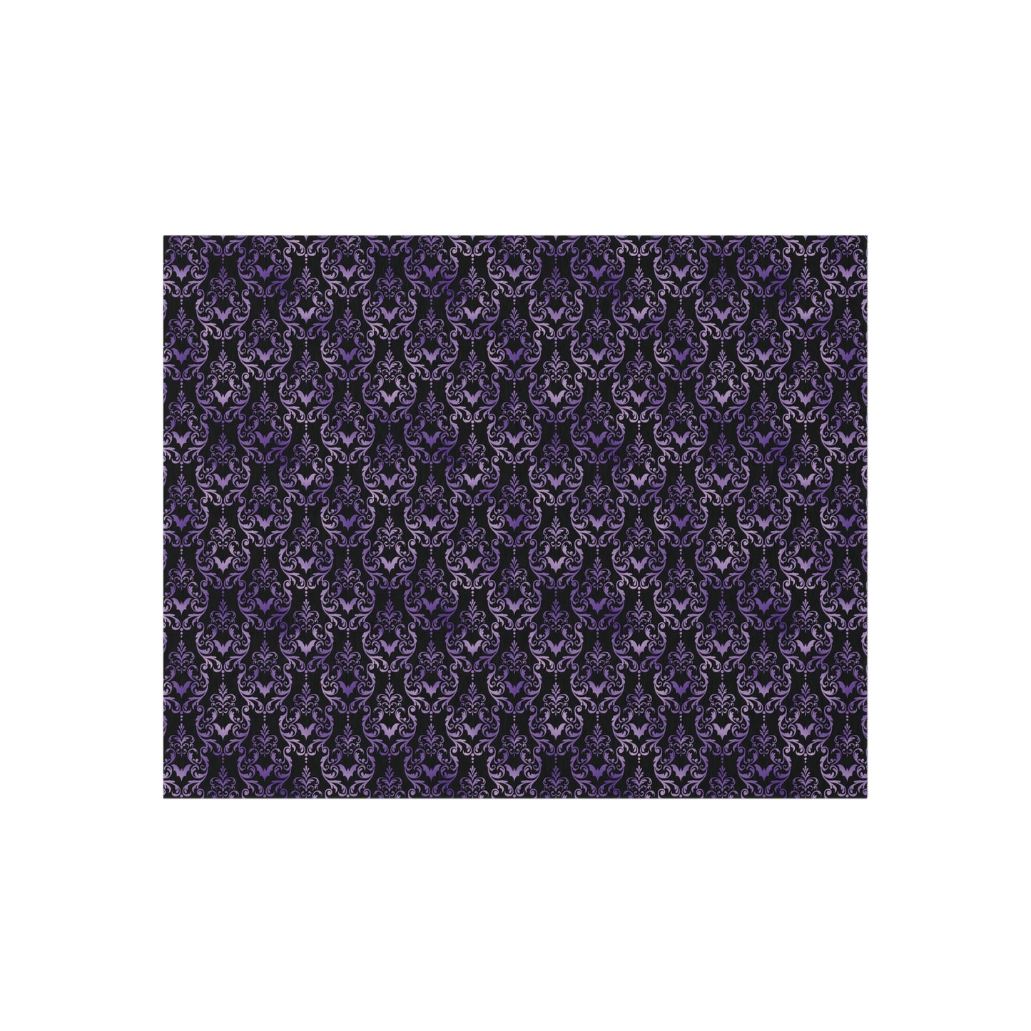 Victorian Goth Inspired Bat Damask Dark Academia Glam Goth Purple & Black Anti-Slip Accent Rug