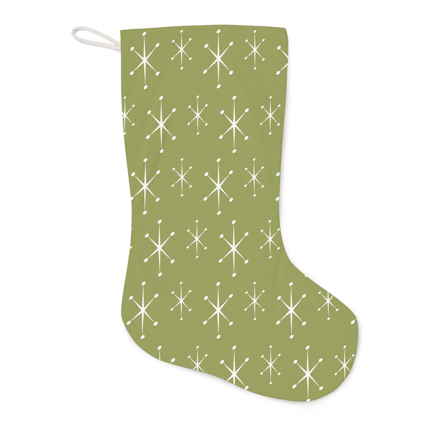 Retro 50s 60s Atomic Starburst Mid Century Mod Chartreuse Green Christmas Stocking