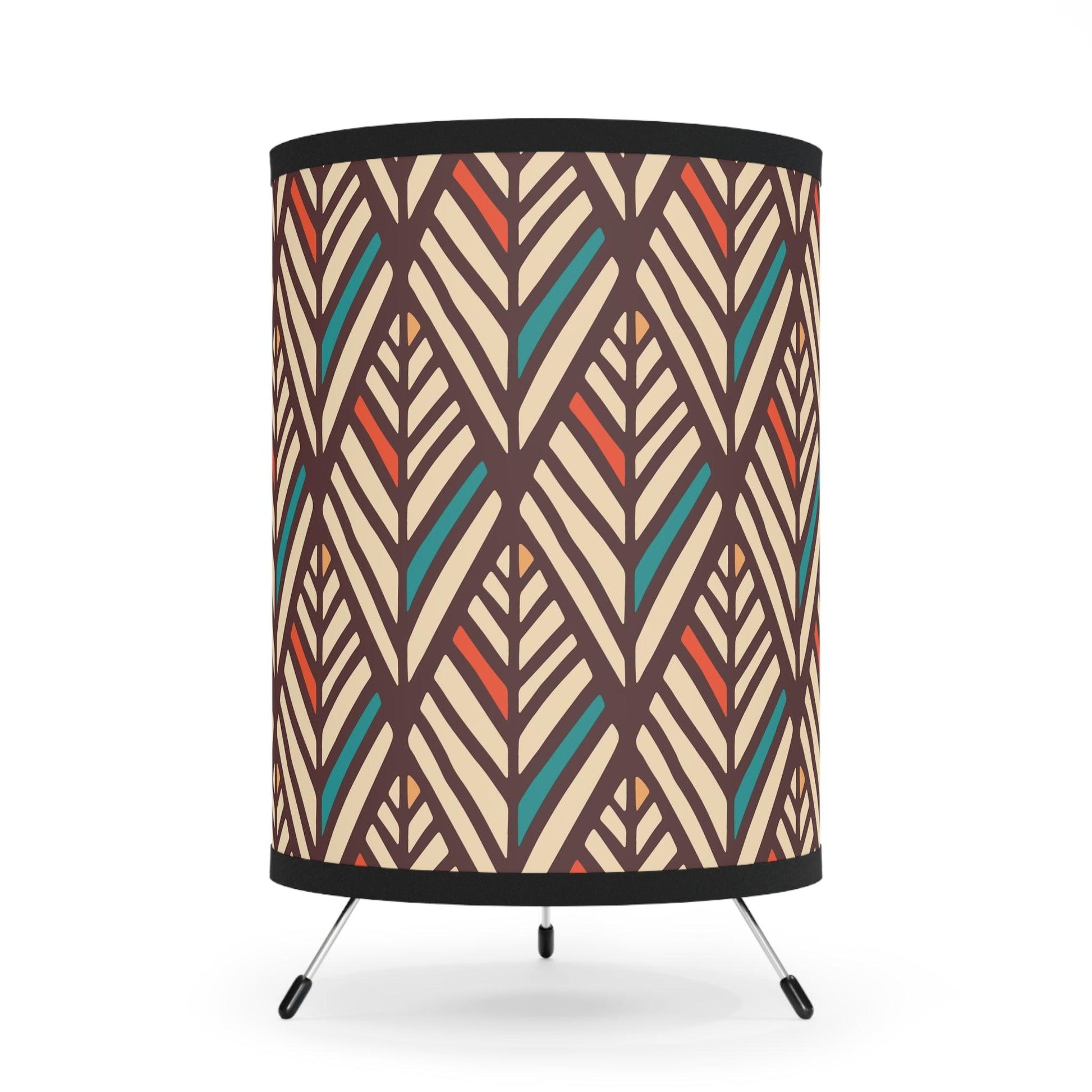 Retro Boho Feather MCM Multicolor Tabletop Tripod Lamp | lovevisionkarma.com