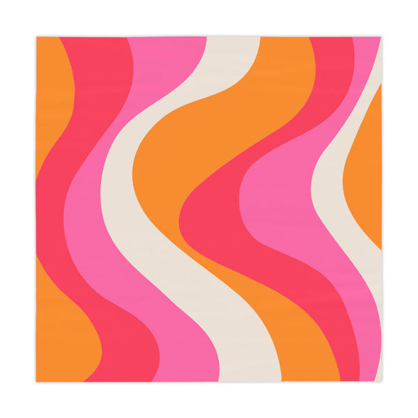 Retro 60s Groovy Hippie Swirl MCM Pink & Orange Tablecloth