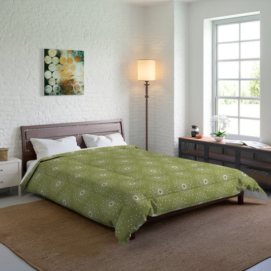 Retro 50's Atomic Bursts Mid Century Modern Green Comforter