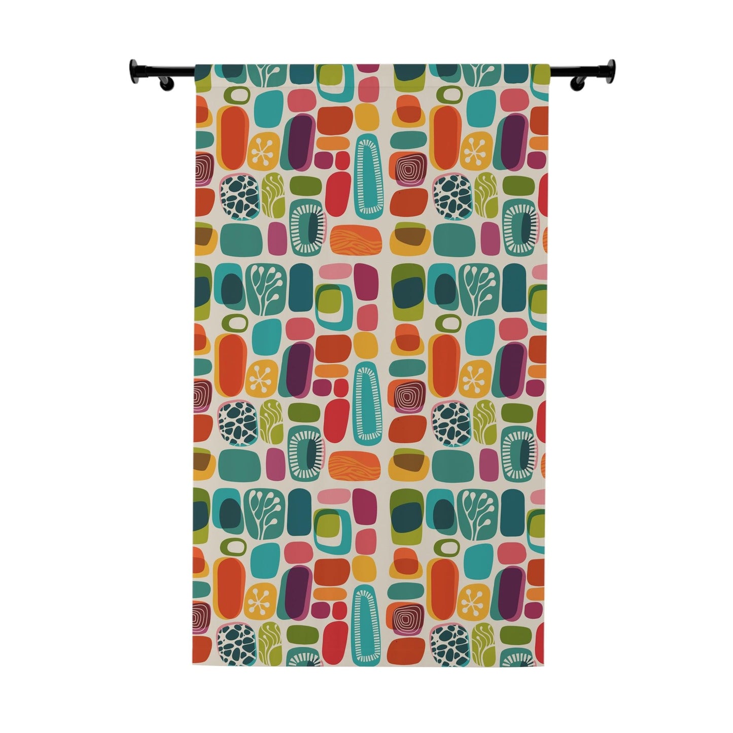 Mid Century Modern 50s 60s Vibrant Abstract Blackout Window Curtain | lovevisionkarma.com