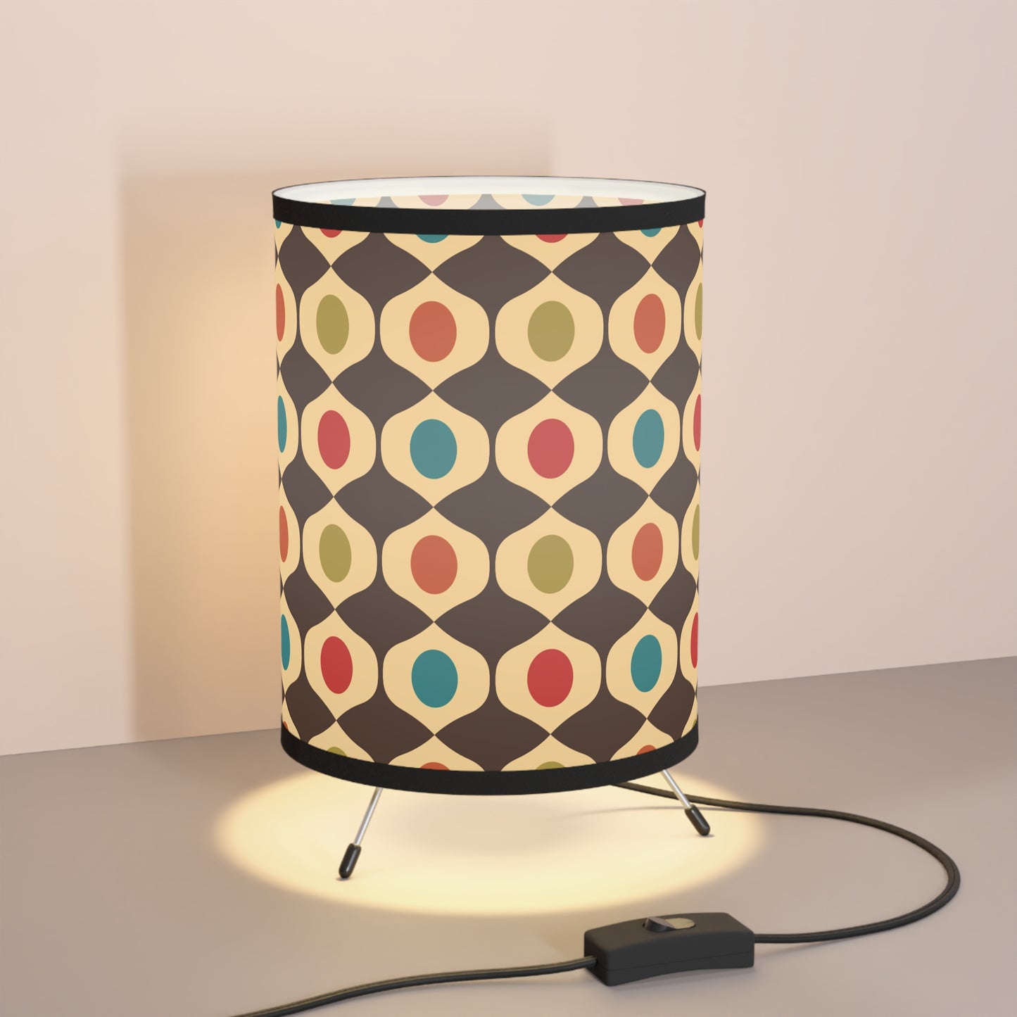 Retro 60s 70s Mid Century Mod Geometric Multicolor Tabletop Accent Lamp