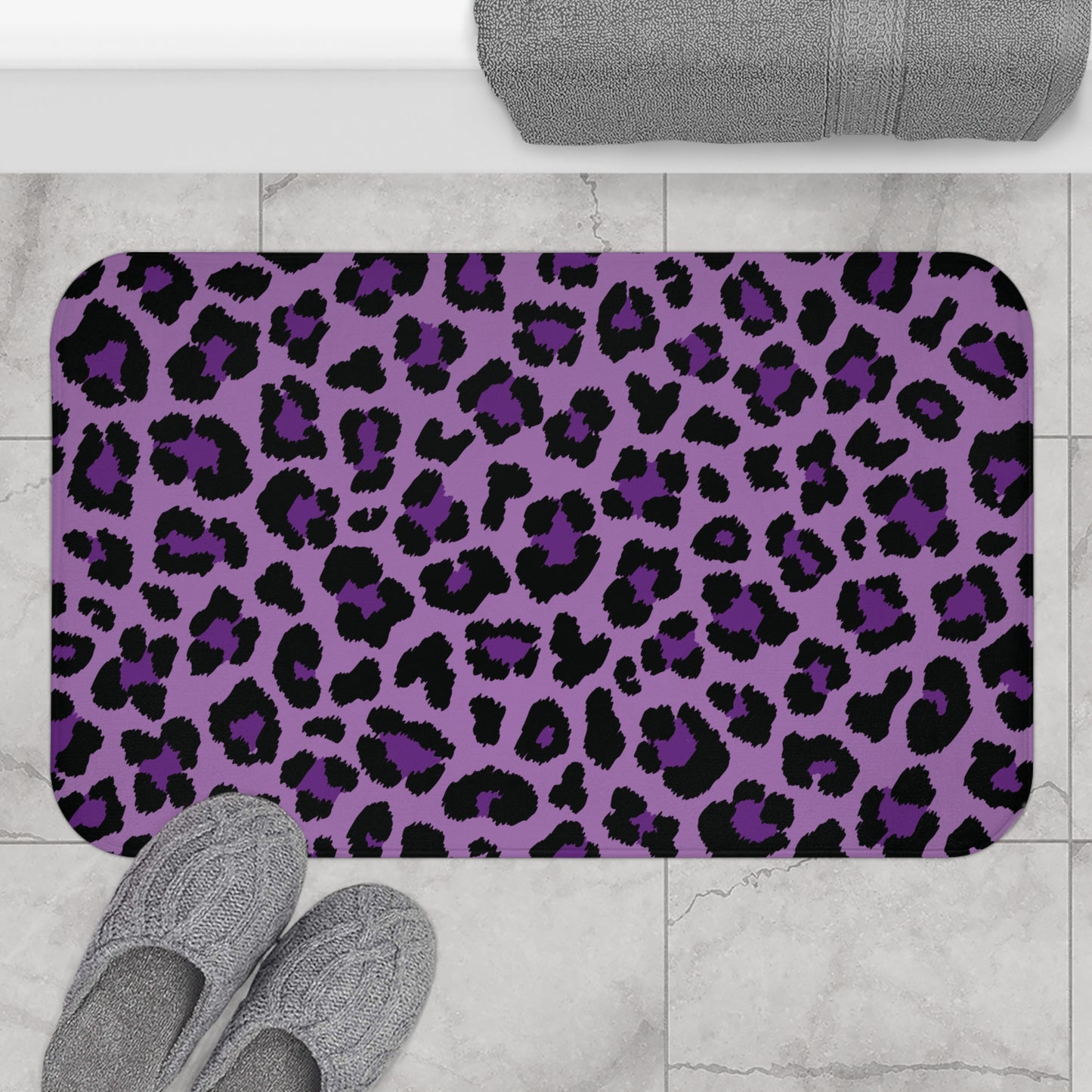 Purple Leopard Spots Animal Print Cheetah Bath Mat