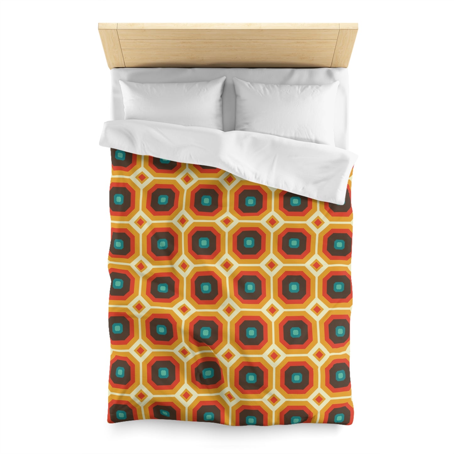 Retro 60s 70s Funky Mid Century Mod Orange & Brown Duvet Cover