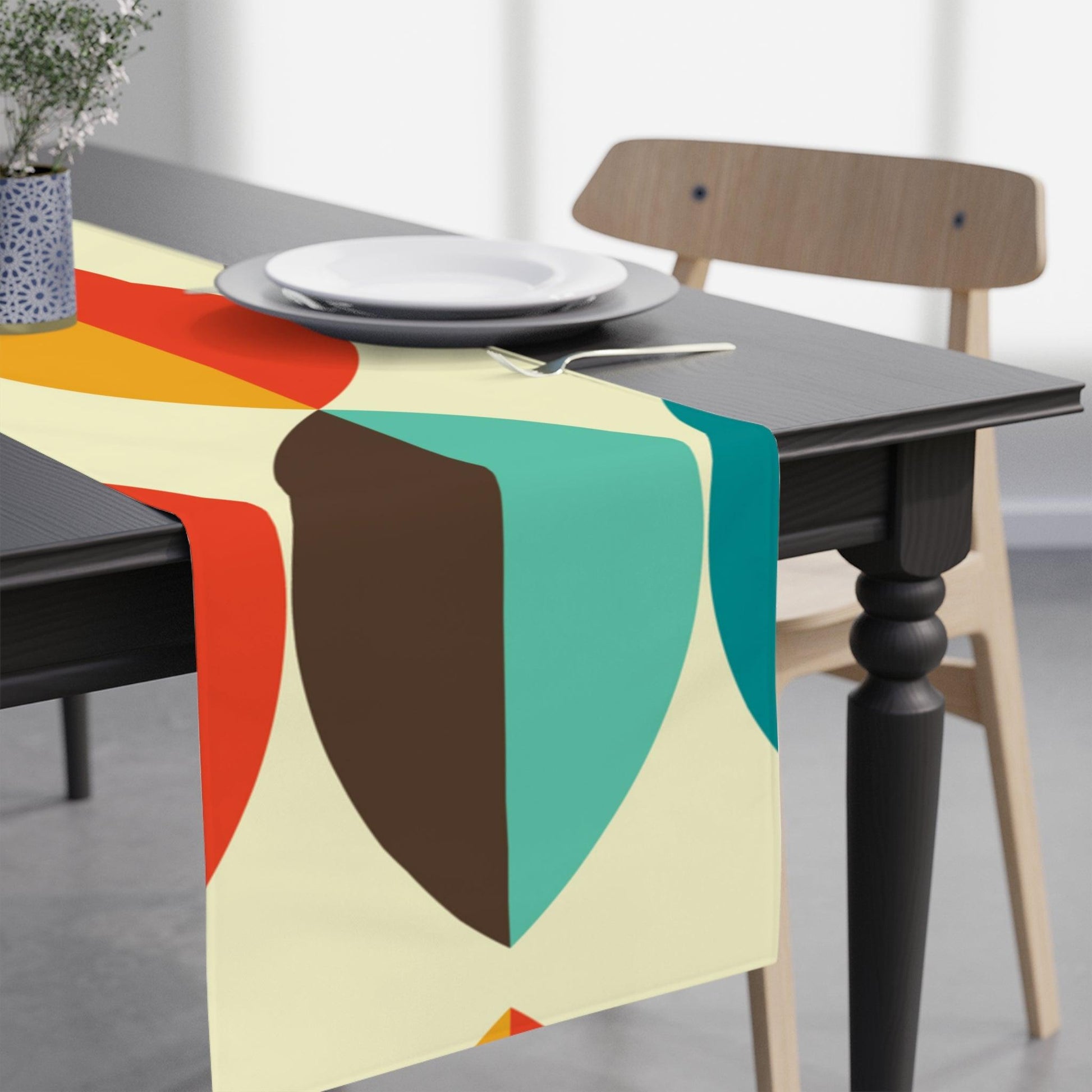 Mid Century Table Runner Multicolor Abstract Retro Table Linens | lovevisionkarma.com