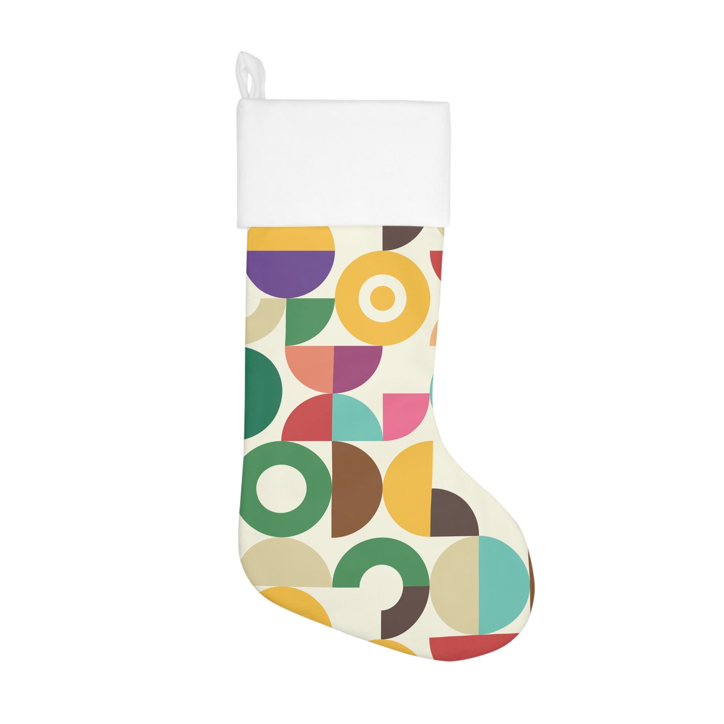 Retro Bauhaus Geometric Abstract MCM Colorful Christmas Stocking
