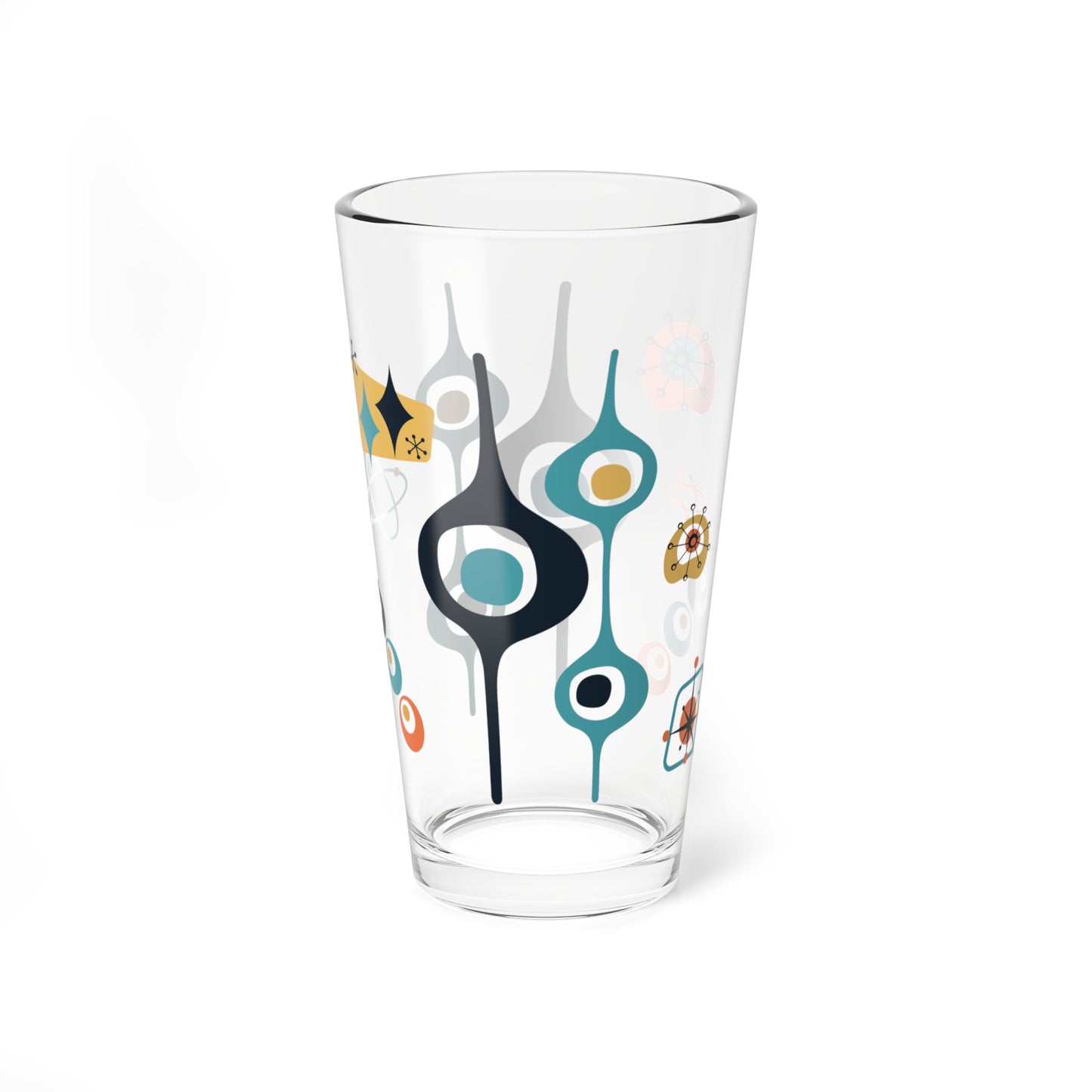 Retro 50s Atomic Space Age Starburst Mid Century Mod Multicolor Pint Glass