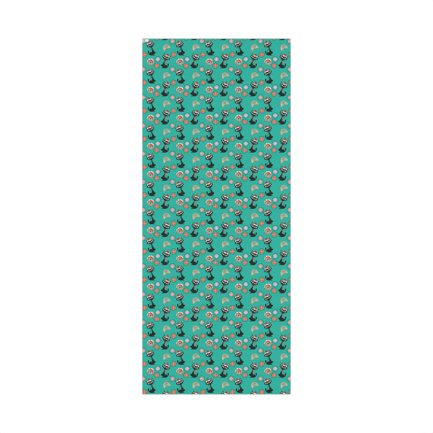 Retro 50's Atomic Cat Christmas Kitschy Mid Century Modern Teal Blue Eco-Friendly Wrapping Paper